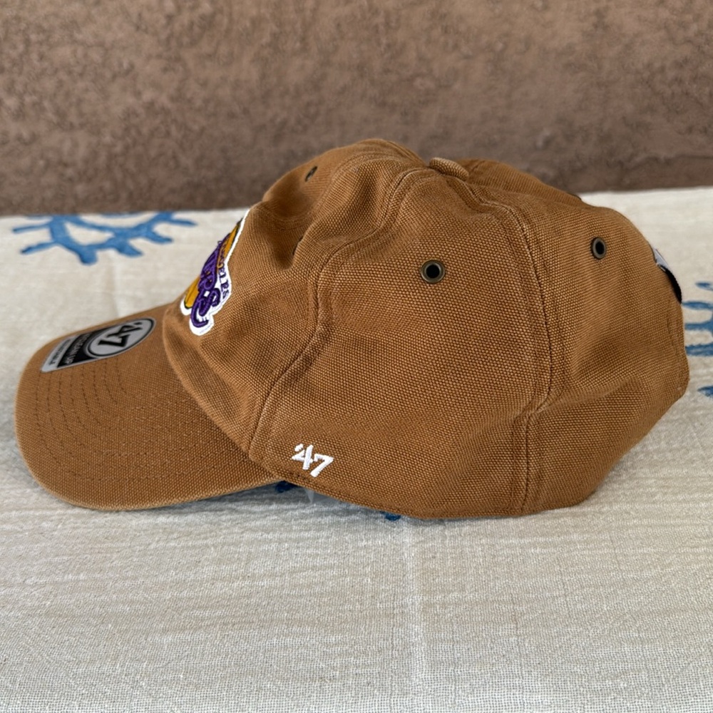 Los Angeles Lakers NBA ‘47 Brand Carhartt Brown Clean Up Adjustable Hat - Picture 4 of 13